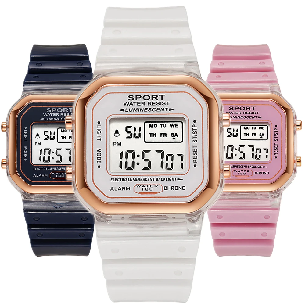 Chronograph Sport Watch - Модные брендовые студенческие прозрачные электронные часы