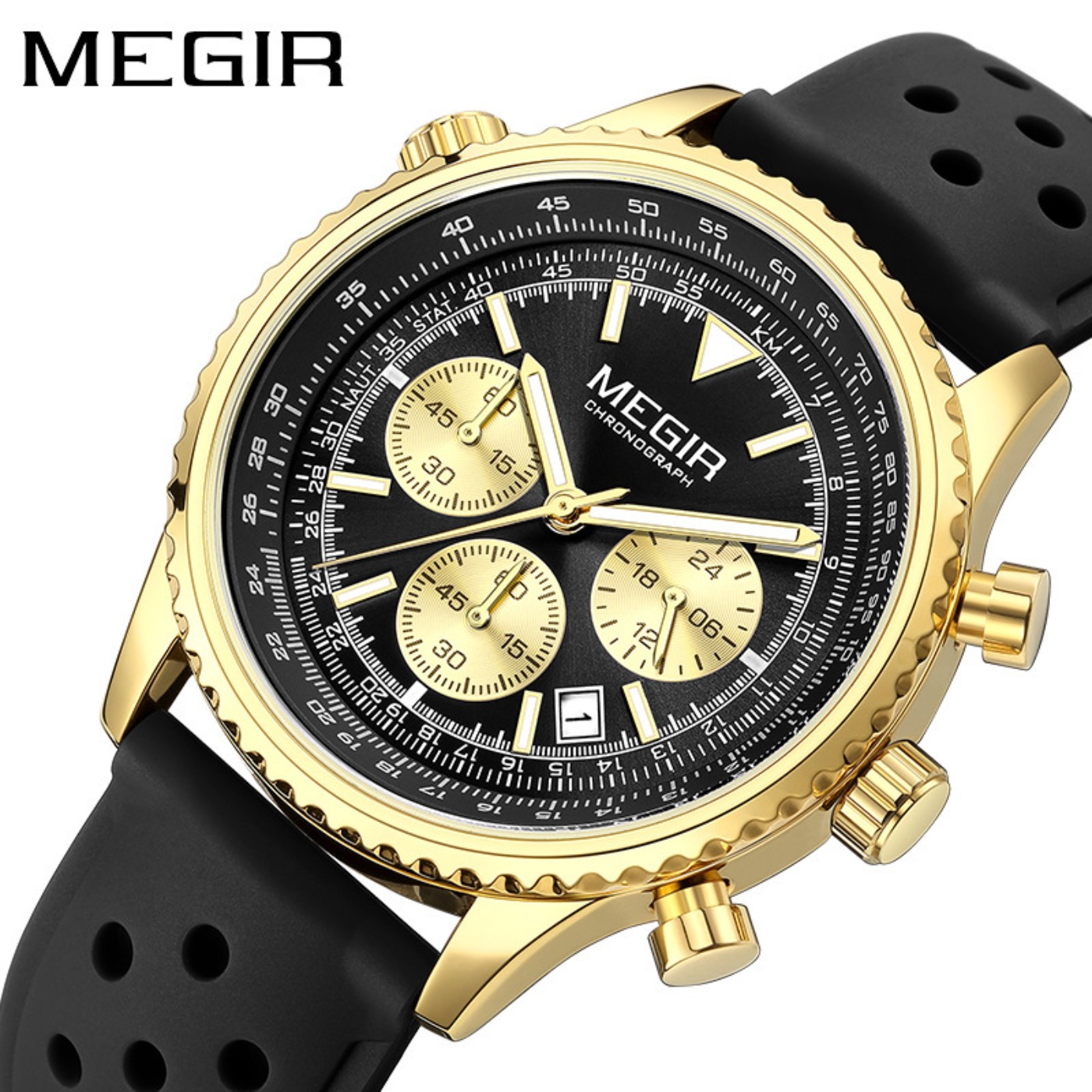 MEGIR Серебристо-черные кварце – обзор и цена Chronograph Sport Watch