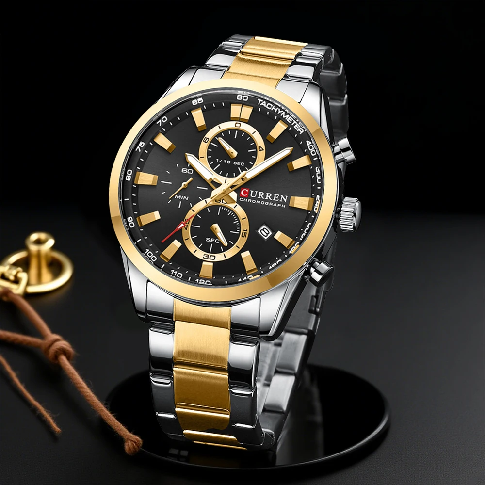 CURREN повседневные кварцевые  – обзор и цена Chronograph Sport Watch