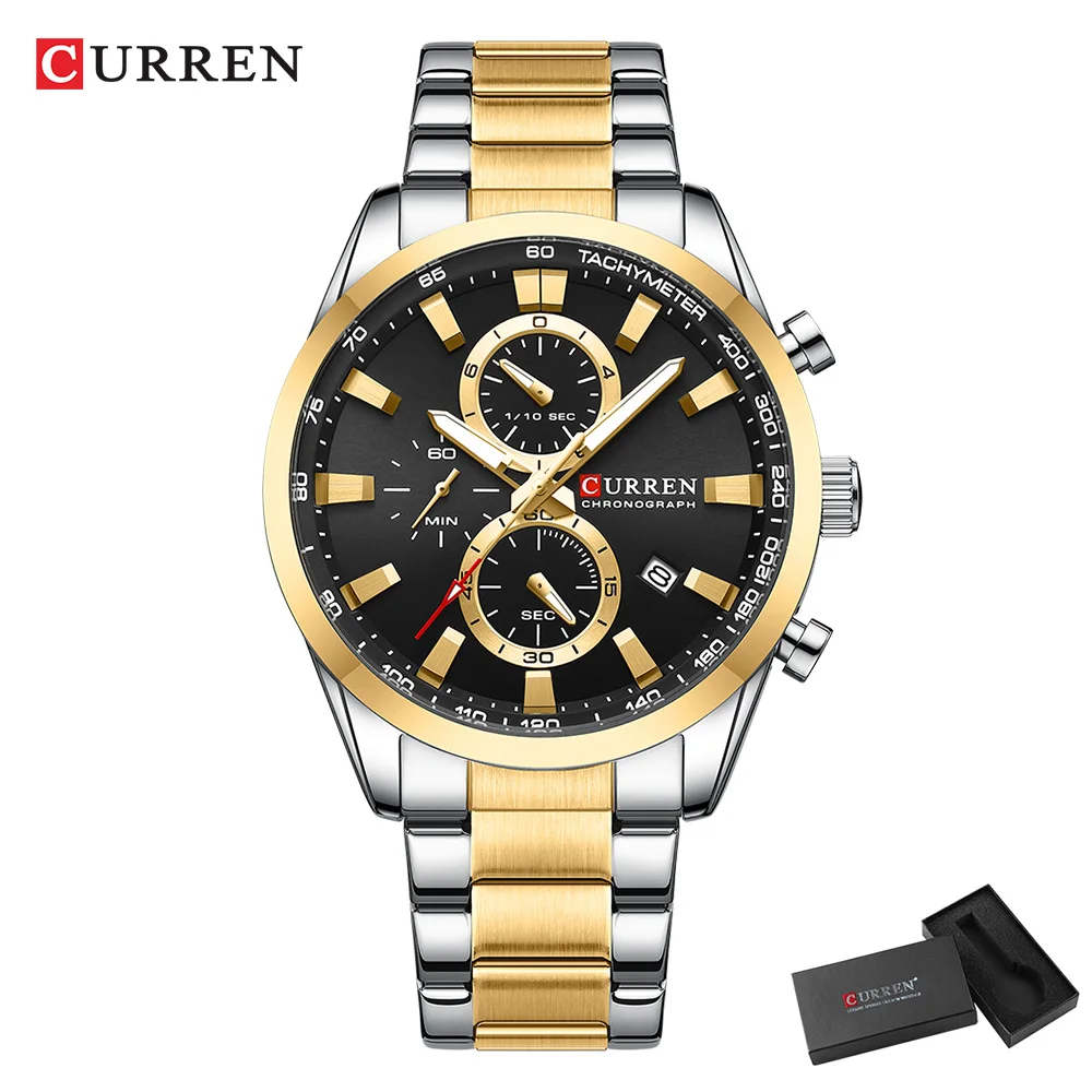 CURREN повседневные кварцевые  – обзор и цена Chronograph Sport Watch